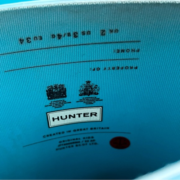 HUNTER ORIGINAL TALL RAIN BOOT IN BLUE BOY 3 GIRL 4 WATERPROOF TRENDY STYLISH - Picture 7 of 8